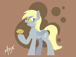 Size: 2125x1597 | Tagged: safe, artist:supermoix, derpibooru import, derpy hooves, pegasus, pony, cute, female, food, happy, image, lineless, mare, muffin, no pupils, png, simple background, solo, wings