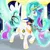 Size: 5000x5000 | Tagged: suggestive, artist:how2101, derpibooru import, princess celestia, oc, oc:eamon, alicorn, wolf, anthro to pony, artificial wings, augmented, bondage, brainwashing, bridle, disguise, encasement, floppy ears, forced, furry, furry oc, gag, hoof shoes, image, latex, latex suit, magic, mask, masking, muzzle gag, one hoof raised, onomatopoeia, peytral, png, ponysuit, rubber, rubber suit, shiny, stars, story included, swirly eyes, tack, wings