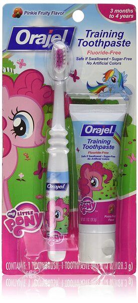 Size: 687x1500 | Tagged: safe, derpibooru import, pinkie pie, rainbow dash, image, jpeg, my little pony logo, orajel, toothbrush, toothpaste