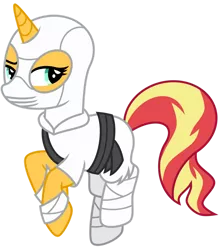 Size: 1024x1159 | Tagged: safe, artist:emeraldblast63, derpibooru import, sunset shimmer, pony, unicorn, bandage, clash of hasbro's titans, clothes, cosplay, costume, g.i. joe, image, ninja, png, sash, storm shadow