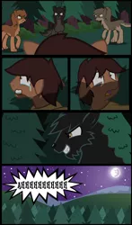 Size: 1280x2179 | Tagged: safe, artist:mr100dragon100, derpibooru import, oc, oc:thomas the wolfpony, wolf, wolf pony, comic:a king's journey home, comic, crying, forest, image, jpeg, mare in the moon, moon, night, screaming, tears of fear, tree