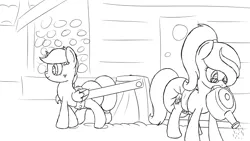 Size: 1920x1080 | Tagged: suggestive, artist:spritepony, derpibooru import, oc, oc:sprite, oc:understudy, unofficial characters only, alicorn, earth pony, pony, alicorn oc, crossover, diaper, diaper fetish, earth pony oc, farm, farming, fetish, horn, image, lineart, non-baby in diaper, plow, png, poofy diaper, sketch, stardew valley, watering, watering can, wings