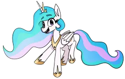 Size: 3398x2160 | Tagged: safe, artist:dark shadow, derpibooru import, princess celestia, alicorn, pony, image, looking at you, open mouth, open smile, png, raised hoof, simple background, smiling, solo, transparent background