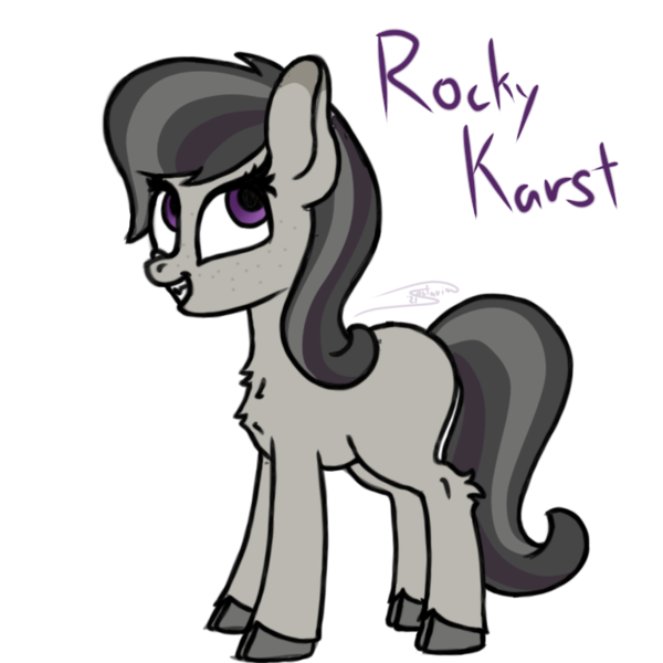 Size: 768x768 | Tagged: safe, artist:soctavia, derpibooru import, oc, oc:rocky karst, unofficial characters only, pony, chest fluff, cloven hooves, cute, cute little fangs, fangs, female, happy, image, mare, png, simple background, solo, transparent background