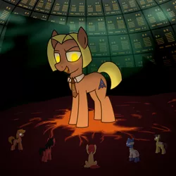 Size: 3000x3000 | Tagged: safe, artist:superderpybot, ponybooru import, oc, ponified, unofficial characters only, earth pony, pony, allied mastercomputer, detailed background, earth pony oc, i have no mouth and i must scream, image, male, necktie, open mouth, png, sitting, stallion