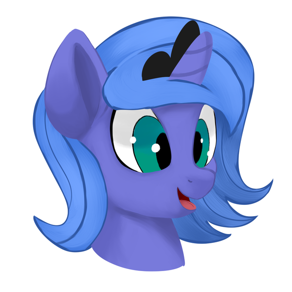Size: 1068x1068 | Tagged: safe, artist:iron curtain, derpibooru import, princess luna, alicorn, pony, bust, crown, cute, female, image, jewelry, lunabetes, open mouth, png, portrait, regalia, simple background, solo, white background