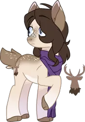 Size: 704x1006 | Tagged: safe, artist:rickysocks, derpibooru import, oc, oc:fawn flood, pony, adopted offspring, deer tail, female, image, mare, offspring, parent:dumbbell, parent:fluttershy, parents:dumbshy, png, simple background, solo, transparent background