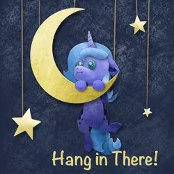 Size: 2048x2048 | Tagged: safe, artist:catscratchpaper, derpibooru import, princess luna, alicorn, pony, crescent moon, female, filly, hang in there, hanging, high res, image, jpeg, moon, solo, tangible heavenly object, woona, younger