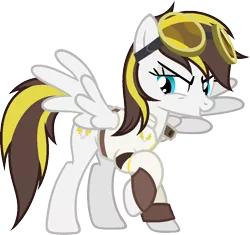 Size: 1151x1081 | Tagged: safe, artist:pegasski, derpibooru import, oc, oc:ruffian, pegasus, pony, clothes, female, goggles, image, mare, png, simple background, solo, transparent background