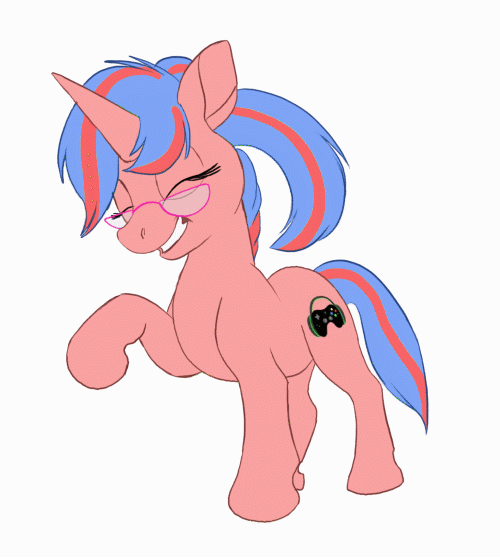 Size: 500x558 | Tagged: safe, artist:tuwka, derpibooru import, oc, oc:bree, unofficial characters only, pony, unicorn, animated, commission, cute, dancing, eyes closed, female, frame by frame, gif, glasses, image, mare, simple background, solo, white background