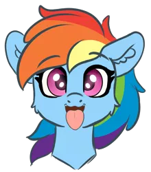 Size: 2151x2447 | Tagged: safe, artist:yelowcrom, derpibooru import, rainbow dash, pegasus, pony, bust, cute, ear fluff, female, image, looking at you, mare, png, simple background, solo, tongue out