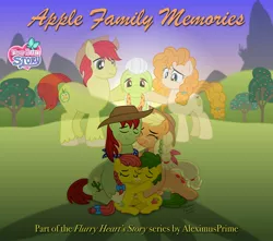 Size: 4000x3534 | Tagged: safe, artist:aleximusprime, derpibooru import, apple bloom, applejack, big macintosh, bright mac, granny smith, pear butter, tex, oc, oc:annie smith, oc:apple chip, ghost, pony, undead, flurry heart's story, apple, apple family, apple family memories, apple tree, bow, buttercup, clothes, colt, cowboy hat, crying, dead, eyes closed, female, filly, food, hat, hug, image, jpeg, male, mare, next generation, offspring, outdoors, parent:applejack, parent:tex, parents:texjack, scarf, spirit, stallion, stetson, sunset, tear jerker, tears of joy, transparent, tree