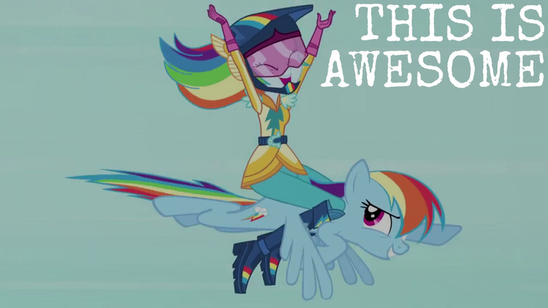 Size: 1280x720 | Tagged: safe, derpibooru import, edit, edited screencap, editor:quoterific, screencap, rainbow dash, pegasus, pony, equestria girls, friendship games, arms in the air, boots, clothes, cute, dashabetes, eyes closed, female, friendship games bloopers, helmet, image, jpeg, mare, open mouth, self ponidox, shoes, smiling