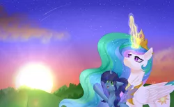 Size: 4040x2500 | Tagged: safe, artist:starflightsparkleyt, derpibooru import, princess celestia, oc, oc:savannah london, alicorn, pony, female, image, magic, mare, png, sun work