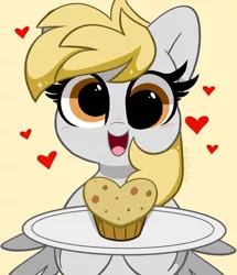 Size: 3327x3862 | Tagged: safe, artist:kittyrosie, derpibooru import, derpy hooves, pegasus, pony, cute, derpabetes, digital art, female, food, image, jpeg, mare, muffin, smiling, solo