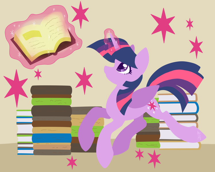 Size: 2500x2000 | Tagged: safe, artist:hellishnya, derpibooru import, twilight sparkle, twilight sparkle (alicorn), alicorn, pony, book, female, image, lineless, magic, mare, png