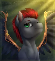 Size: 1086x1200 | Tagged: safe, artist:megabait, derpibooru import, oc, pegasus, pony, artificial wings, augmented, bust, image, jpeg, mechanical wing, portrait, wings