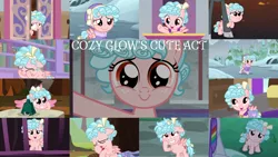 Size: 1280x721 | Tagged: safe, derpibooru import, edit, edited screencap, editor:quoterific, screencap, cozy glow, queen chrysalis, alicorn, changeling, pegasus, pony, frenemies (episode), friendship university, marks for effort, school raze, the beginning of the end, the ending of the end, the summer sun setback, cozybetes, cute, duo, duo female, eyes closed, female, grin, image, library, mare, offscreen character, open mouth, png, sad, smiling, solo, wings