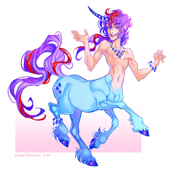 Size: 1280x1279 | Tagged: safe, artist:connychiwa, derpibooru import, amethyst star, centaur, unicorn, image, jpeg, male, solo