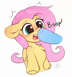 Size: 2124x2274 | Tagged: safe, alternate version, artist:argigen, derpibooru import, fluttershy, rainbow dash, pony, boop, chibi, cute, disembodied hoof, floppy ears, heart eyes, image, jpeg, offscreen character, open mouth, rcf community, shyabetes, simple background, solo focus, white background, wingding eyes