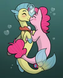 Size: 1654x2048 | Tagged: safe, artist:verikoira, derpibooru import, pinkie pie, princess skystar, seapony (g4), my little pony: the movie, blushing, bubble, clothes, dorsal fin, duo, duo female, eyes closed, female, fins, freckles, heart bubbles, image, jewelry, jpeg, lesbian, necklace, nuzzling, ocean, pearl necklace, seaponified, seapony pinkie pie, see-through, shipping, skypie, smiling, species swap, underwater, water, wings