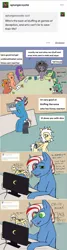 Size: 931x3467 | Tagged: safe, artist:ask-luciavampire, derpibooru import, oc, earth pony, pegasus, pony, unicorn, ask, ask-ponys-gamer-club, games, image, png, tumblr