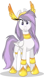 Size: 2135x3751 | Tagged: safe, artist:le-23, derpibooru import, oc, oc:athena (shawn keller), pegasus, pony, barely pony related, eyelashes, female, grin, guardian of the three kingdoms, guardians of pondonia, image, jewelry, looking at you, mare, margarita paranormal, necklace, pegasus oc, png, regalia, simple background, smiling, solo, transparent background, wings