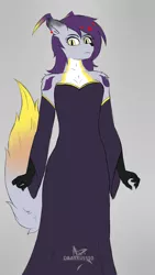 Size: 2250x4000 | Tagged: safe, derpibooru import, oc, oc:delta, anthro, human, wolf, clothes, commission, cute, dress, female, humanized, image, jpeg, purple hair, sexy, she, sketch, solo