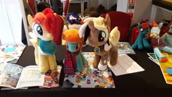 Size: 1280x720 | Tagged: safe, derpibooru import, oc, oc:aurora harmony, oc:nessie (bronyscot), oc:unity (brony fair), image, irl, jpeg, photo, plushie