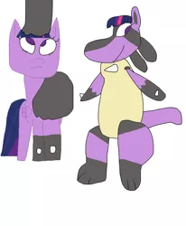 Size: 1280x1552 | Tagged: safe, artist:1126hope2, derpibooru import, twilight sparkle, twilight sparkle (alicorn), alicorn, lucario, pony, 1000 hours in ms paint, clothes, female, image, inflatable, inflatable suit, latex, mare, png, pokémon, solo, suit, transformation, transformation sequence, transformed, twilicario