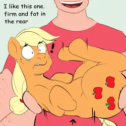 Size: 2000x2000 | Tagged: suggestive, artist:piedevil4, color edit, derpibooru import, edit, applejack, big macintosh, earth pony, human, pony, applebutt, applecest, applemac, arm hair, body freckles, butt, carrying, colored, cutie mark, exclamation point, female, freckles, head out of frame, holding a pony, humanized, image, implied human on pony action, implied interspecies, incest, large butt, male, open mouth, plot, png, shipping, straight, stubble