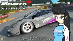 Size: 3840x2160 | Tagged: safe, artist:forzaveteranenigma, derpibooru import, screencap, octavia melody, fanfic:equestria motorsports, equestria girls, car, circuit de spa francorchamps, contract, eau rouge, forza motorsport 7, image, livery, looking at you, mclaren, mclaren f1, png, race track, racing suit, raidillon, serious, serious face, supercar, watermark