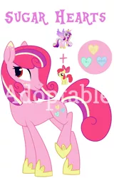 Size: 1610x2515 | Tagged: safe, artist:starlight-j, derpibooru import, apple bloom, princess cadance, oc, earth pony, pony, adoptable, auction, base used, clothes, fusion, image, jpeg, obtrusive watermark, shoes, simple background, solo, watermark