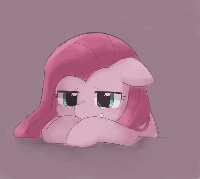 Size: 2048x1830 | Tagged: safe, artist:arrow__root, derpibooru import, pinkie pie, earth pony, pony, crying, cute, cuteamena, floppy ears, image, jpeg, leaning, pinkamena diane pie, sad, sadorable, simple background, solo, straight mane, teary eyes