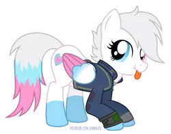 Size: 1200x942 | Tagged: safe, artist:jennieoo, derpibooru import, oc, oc:star lilly, pegasus, pony, fallout equestria, clothes, cute, fallout, image, pipboy, png, solo, tongue out, vault 22, vault suit