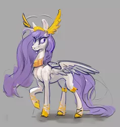 Size: 3887x4096 | Tagged: safe, artist:alumx, derpibooru import, oc, oc:athena, unofficial characters only, pegasus, pony, female, gray background, guardians of pondonia, high res, image, jewelry, jpeg, mare, pegasus oc, simple background, sketch, solo, wings