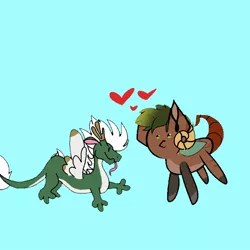 Size: 768x768 | Tagged: safe, artist:saltybeanz, derpibooru import, oc, oc:boreal ash, oc:rapscallion, draconequus, dragon, eastern dragon, chibi, cute, draconequus oc, heart, image, jpeg