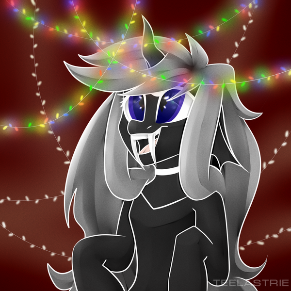 Size: 3000x3000 | Tagged: safe, artist:teelastrie, derpibooru import, oc, oc:teelas, unofficial characters only, changeling, changeling oc, female, high res, holiday, image, png, simple background, solo