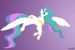 Size: 9316x6304 | Tagged: safe, artist:misskanabelle, derpibooru import, princess celestia, alicorn, pony, absurd file size, female, flying, gradient background, hoof shoes, image, mare, peytral, png, signature, solo