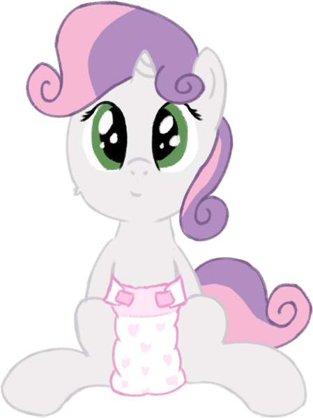 Size: 660x881 | Tagged: suggestive, artist:craftycirclepony, derpibooru import, sweetie belle, pony, cheek fluff, cute, diaper, diaper fetish, female, fetish, filly, heart, image, looking at you, png, simple background, sitting, smiling, solo, spread legs, spreading, transparent background