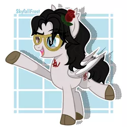 Size: 1448x1448 | Tagged: safe, artist:skyfallfrost, derpibooru import, oc, oc:crimson tide, bat pony, pony, female, glasses, heterochromia, image, mare, png, solo