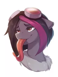 Size: 830x1100 | Tagged: safe, artist:vistamage, derpibooru import, oc, oc:mimicry, unofficial characters only, changeling, bust, changeling oc, image, jpeg, long tongue, solo, tongue out