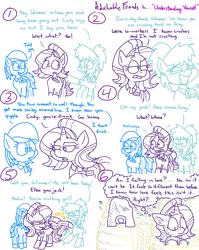 Size: 4779x6013 | Tagged: safe, artist:adorkabletwilightandfriends, derpibooru import, starlight glimmer, oc, oc:cindy, oc:ellen, comic:adorkable twilight and friends, adorkable, adorkable friends, bolo, car, clothes, conversation, crush, crushing, cute, dork, driving, ear piercing, earring, freckles, giggling, gossip, grocery store, happy, humor, image, jeans, jewelry, kick, laughing, love, nervous, pants, piercing, png, pointing, shirt, slice of life, teasing, trick, tricked, upset, what is love, work, workplace violence