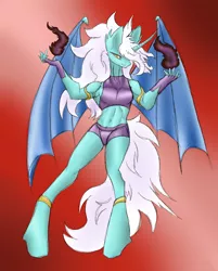 Size: 3048x3784 | Tagged: safe, artist:skygunner, derpibooru import, oc, unnamed oc, alicorn, anthro, bat pony, bat pony alicorn, pony, alicorn oc, bat pony oc, bat wings, fire, horn, image, long mane, png, solo, wings
