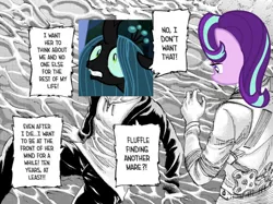 Size: 1278x955 | Tagged: safe, derpibooru import, edit, queen chrysalis, starlight glimmer, changeling, changeling queen, pony, unicorn, adorkable, alternate ending, anime, anxiety, armin arlert, attack on titan, awkward, awkward moment, breakdown, broken, comic, crying, crysalis, cute, cutealis, defeated, dialogue, dork, dorkalis, drama queen, duo, eren jaeger, faic, fangs, female, floppy ears, frown, image, implied fluffle puff, implied lesbian, implied shipping, lesbian, looking down, majestic as fuck, mare, meme, meta, nervous, parody, png, sad, sadorable, satire, screaming, silly, silly pony, sobbing, solo, spoilers for another series, talking, tantrum, teary eyes, teeth, text, whining