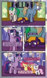 Size: 1920x3169 | Tagged: safe, artist:alexdti, derpibooru import, apple bloom, scootaloo, sweetie belle, twilight sparkle, twilight sparkle (alicorn), oc, oc:ale, oc:marco, oc:umberto, alicorn, earth pony, pegasus, pony, unicorn, comic:quest for friendship, cutie mark crusaders, female, filly, high res, horn, image, jpeg, male, mare, pegasus oc, stallion, unicorn oc, wings