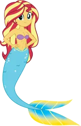 Size: 9185x14295 | Tagged: suggestive, anonymous artist, derpibooru import, sunset shimmer, mermaid, equestria girls, bra, clothes, female, image, looking at you, mermaidized, mermay, png, seashell bra, solo, solo female, species swap, underwear, vector