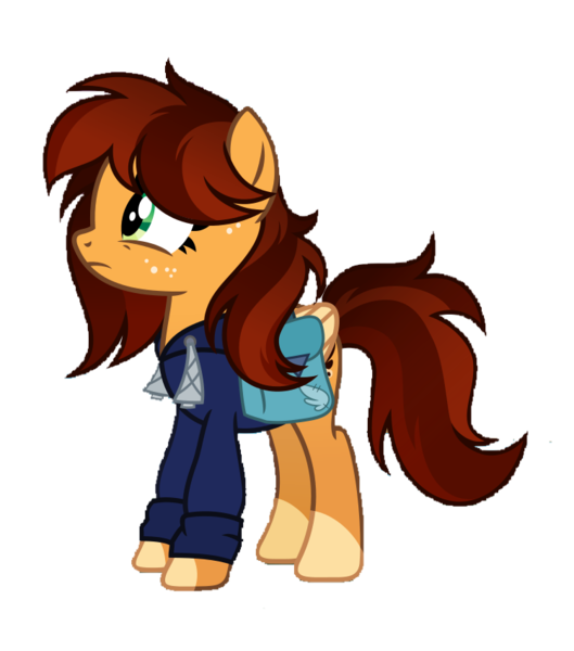 Size: 751x851 | Tagged: safe, artist:pumpkinpieforlife, derpibooru import, edit, editor:nc-tv, oc, oc:goldi, unofficial characters only, pegasus, pony, background removed, bag, blue, clothes, drawstrings, female, freckles, gradient mane, green eyes, hoodie, image, looking up, mare, nervous, pegasus oc, png, saddle bag, simple background, socks (coat marking), standing, sticker, transparent background, two toned mane, two toned wings, wings