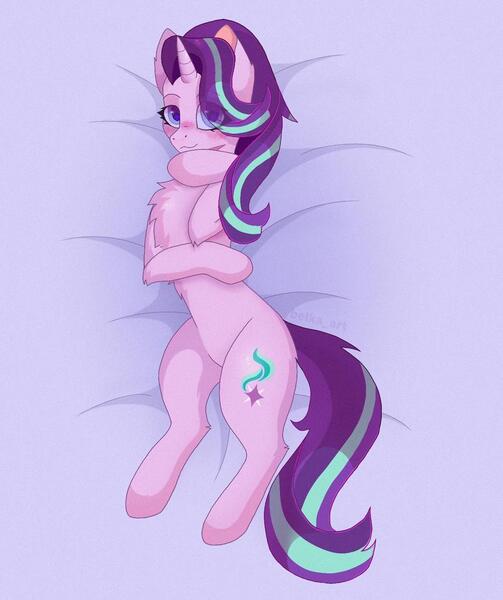 Size: 859x1024 | Tagged: safe, artist:belka14304634, derpibooru import, starlight glimmer, pony, unicorn, blushing, chest fluff, eye clipping through hair, female, image, jpeg, mare, solo