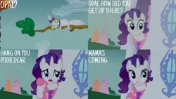 Size: 1280x720 | Tagged: safe, derpibooru import, edit, edited screencap, editor:quoterific, screencap, opalescence, rarity, cat, pony, unicorn, suited for success, carousel boutique, female, image, jpeg, mare, open mouth, wide eyes